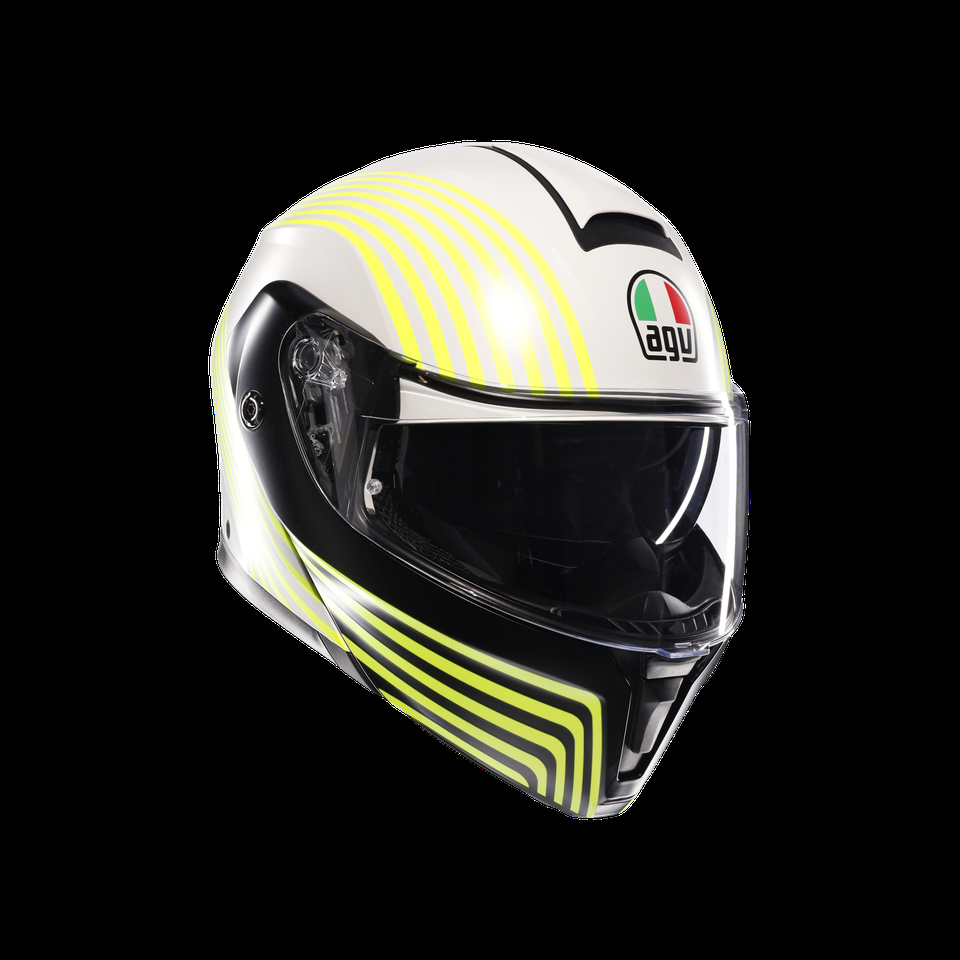 streetmodular iseo matte brancopretoyel fluo capacete para motocicleta com abertura flip-up dote2206